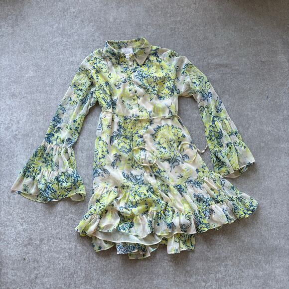 Cinq à Sept Dresses & Skirts - Cinq a Sept Lyra Floral Bell-Sleeve Mini Shirt Dress